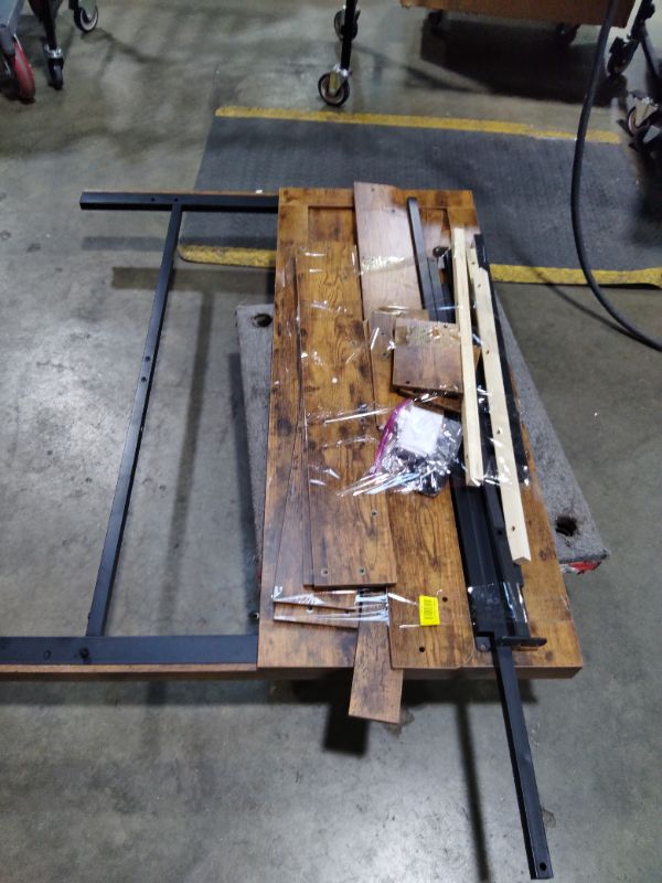 Photo 1 of ***FOR PARTS MISSING PIECES / HAS DAMAGES*** Bellemave Rustic Vintage Full Size Bed Frame with Headboard,Wooden Platform Bed Frame Full Size with Wood Slats,Easy Assembly,Dark Brown