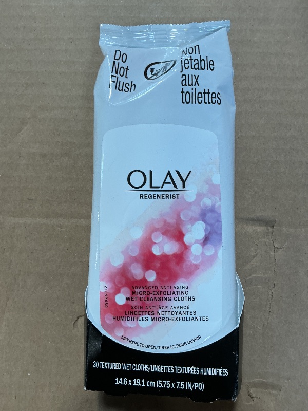 Photo 1 of **PSRTIAL SET/ ONLY 1 PACK** Olay Makeup Remover Wipes, Regenerist Micro-Exfoliating Wet Cleansing Cloths, Facial Cleanser for Women - Exfoliates, Refreshes, Smooths Texture, Travel Approved, 30 ct - 3 Pack