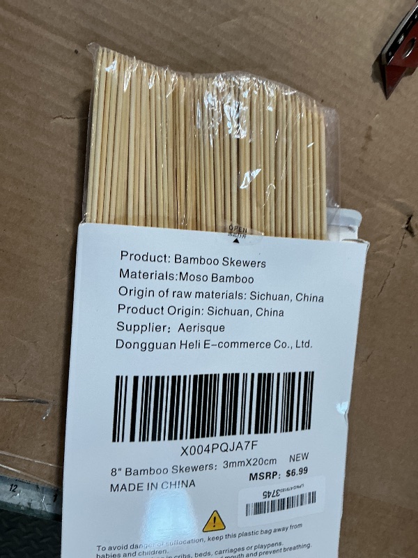Photo 1 of 200PCS 8 inch Bamboo Skewers for BBQ,Appetizer,Fruit,Cocktail,Kabob,Chocolate Fountain,Grilling,Kitchen, Crafting and Party. More Size Choices 6"/8"/10"/12"/36"