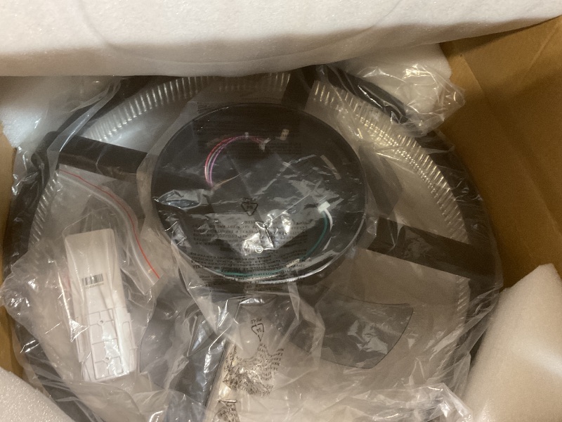 Photo 1 of **MISSING CEILING ATTACHEMENT BRACKET*** YEUTAUEN Ceiling Fans with Lights and Remote, Stepless Color Temperature Change and 6 Speeds, Flush Mount LED Ceiling Fan for Bedroom, Kids Room, Living Room - 20" Modern Ceiling Fans (Black)