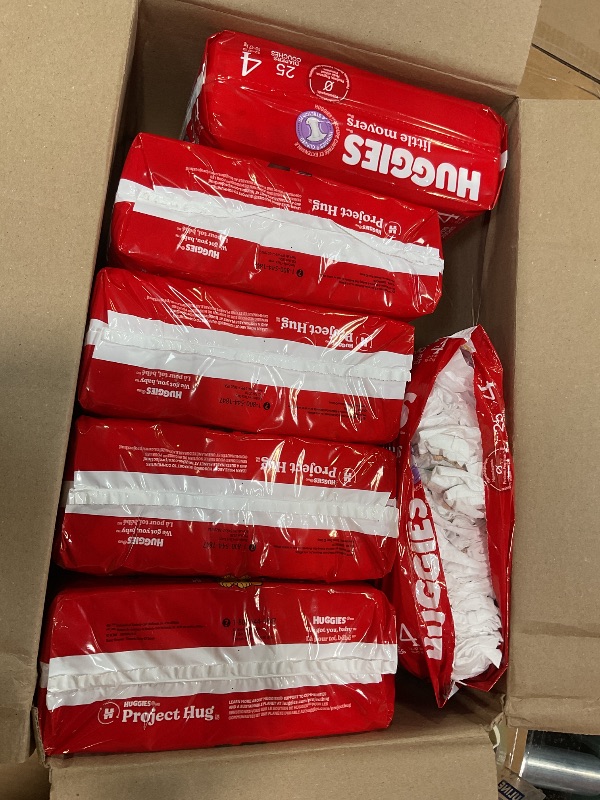 Photo 1 of * ONE PACKAGE OPEN BUT NO DAMAGE, DIRT, OR MISSING * Huggies Size 4 Diapers, Little Movers Baby Diapers, Size 4 (22-37 lbs), 150 Count (6 Packs of 25), Packaging May Vary