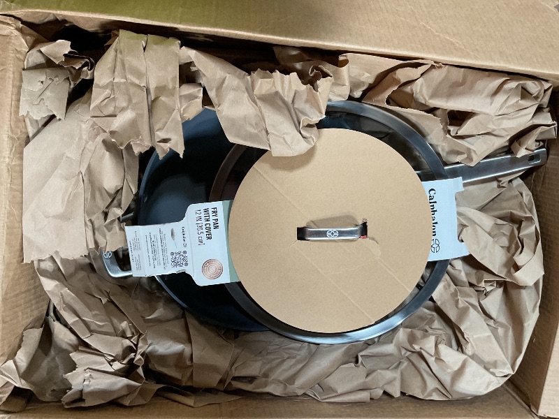 Photo 1 of ***HAS LOOSE HANDLE *** Calphalon® Premier Ceramic Nonstick 12" Frying Pan with Lid, Mushroom Grey