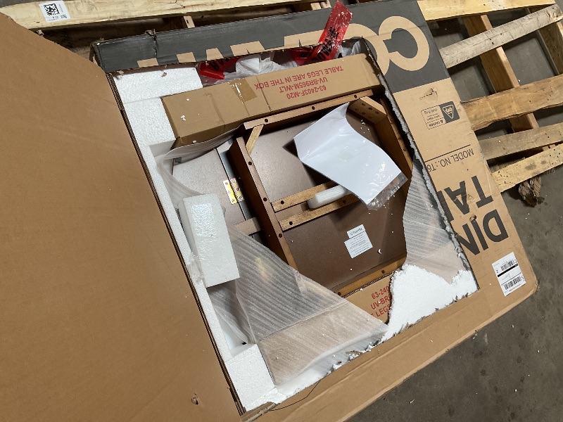 Photo 1 of ****JUST TABLE NO CHAIRS****COLAMY 35.8" Round Dining Table Set, Mid Century Expandable Folding Wooden Kitchen Table and Modern Upholstered Chairs for Dining Room, Saving Space (1 Table with 4 Chairs), Darkbrown + LightGrey