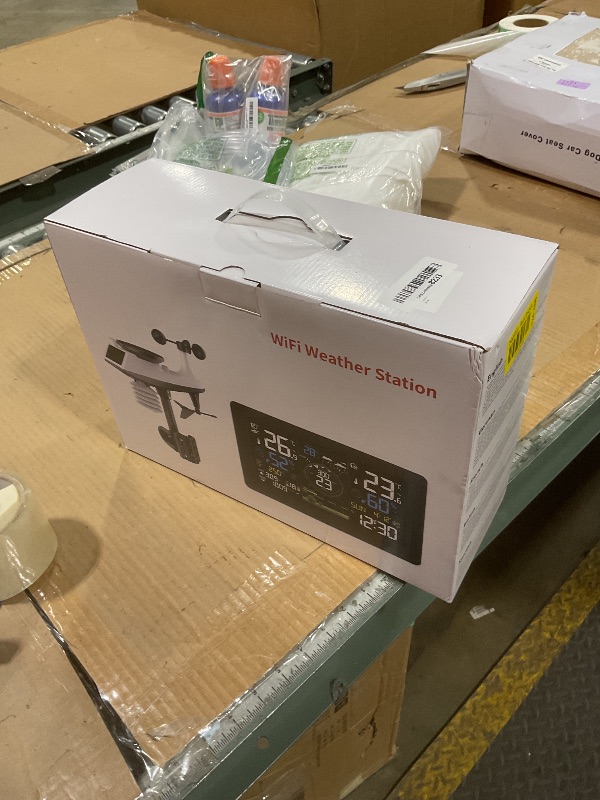 Photo 1 of **FOR PARTS ONLY/ NON-FUNCTIONAL*** WiFi Weather Station Wireless Indoor Outdoor, Thermometer with Rain Gauge and Wind Speed/Direction, Large Display for Weather Forecast, Temperature, Humidity, Clock, Alarm, UV, Air Pressure, Black