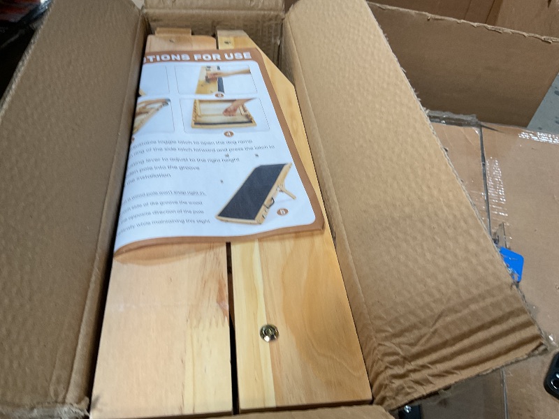 Photo 1 of *FOR PARTS ONLY* Wood Dog Ramp for Bed, 5-Level Adjustable Height (10" to 21") Pet Ramp with Non-Slip Surface for Couch, Bed and Car, Foldable Dog Stairs for Small, Medium to Large Dogs, Up to 200LBS