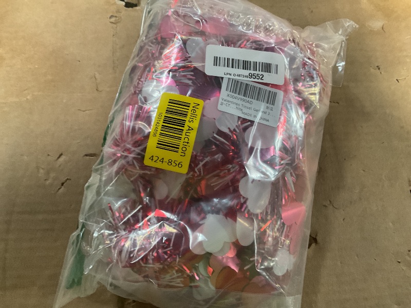 Photo 1 of 33FT Valentine's Day Tinsel Garland Red Pink White Metallic Tinsel Garland with Heart Twist Shiny Tinsel Garland Hanging Ornament Garland for Birthday Wedding Engagement Valentine's Day Party Supplies
