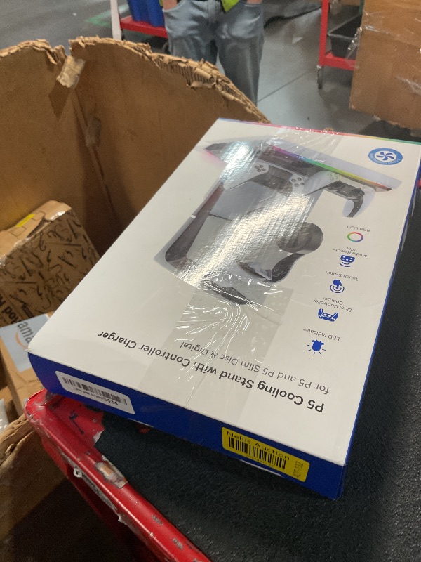 Photo 1 of PS5/ PS5 Slim Stand for Disc & Digital Console, PS5 Cooling & Charging Station with 3-Level Fan, PS5 Controller Charger for PS5 & Edge Controller, PS5/Slim Accessories with 3 Charging Ports