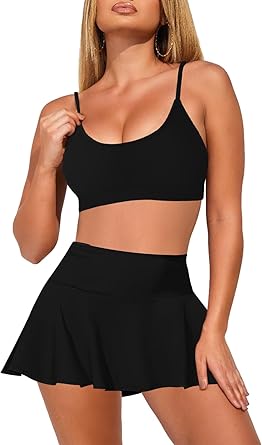 Photo 1 of ***(STOCK PHOTO FOR REFERENCE ONLY/ NOT A SKIRT BOTTOM)***Pink Queen Women's High Waisted Bikini Set Two Piece Swimsuit Scoop Neck Spaghetti Straps Swim Skirt Bathing Suit (SIZE MED) 