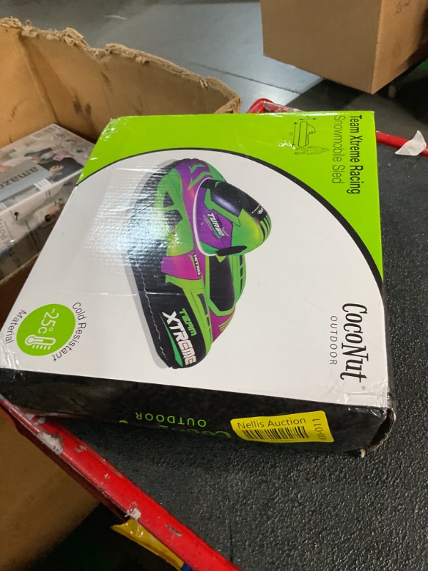 Photo 2 of CocoNut Outdoor- 50” Inflatable Snowmobile Sled- Team Xtreme Racing Heavy Duty Snow Sled with Sturdy Handles for Kids, Teens and Adults-Cold Resistant Toboggan -Lightweight Tube for Boys and Girls