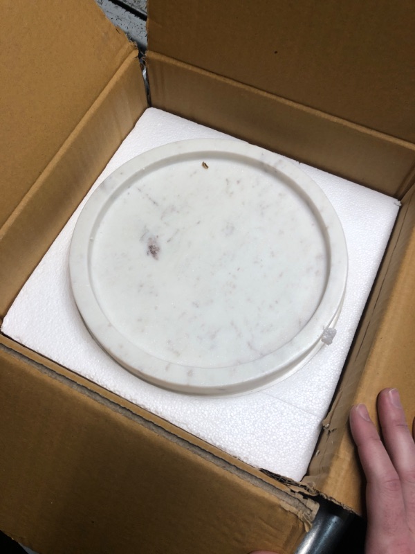 Photo 2 of (READ FULL POST) Santa Barbara Design Studio Marble Serving Tray Stone Round Footed Tray, 10" Dia x 3.5" H, White