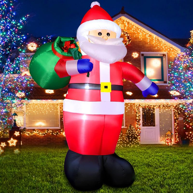 Photo 1 of ***STOCK PHOTO REFERENCE ONLY***Christmas Inflatable Santa Claus Outdoor Decorations, Blow up Santa Claus with Gift Bag, Large Xmas Santa Carrying Present Sack, Outside Decor for Yard Garden Lawn Home Party, Built-in LED Lights