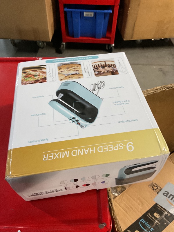 Photo 2 of ***(PARTS ONLY/ NON FUNCTIONAL/ NO RETURNS OR REFUNDS)***
Yomelo 9-Speed Digital Hand Mixer Electric, 400W Powerful DC Motor, Baking Mixer Handheld with Snap-On Storage Case, Touch Button, Turbo Boost, Dough Hooks, Whisk (Ice Blue)