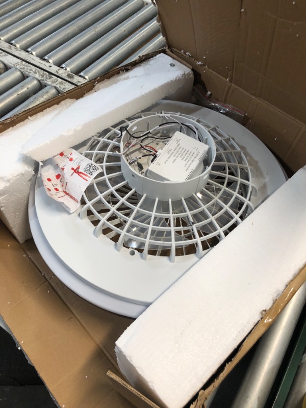 Photo 1 of (PARTIAL SET) (UNTESTED) Modern Ceiling Fans with Lights - 19 inch Low Profile Enclosed Flush Mount Led Ceiling Fan with Lights Dimmable Reversible Smart Ceiling Fans for for Bedroom Living Room Kitchen Home Indoor Black
