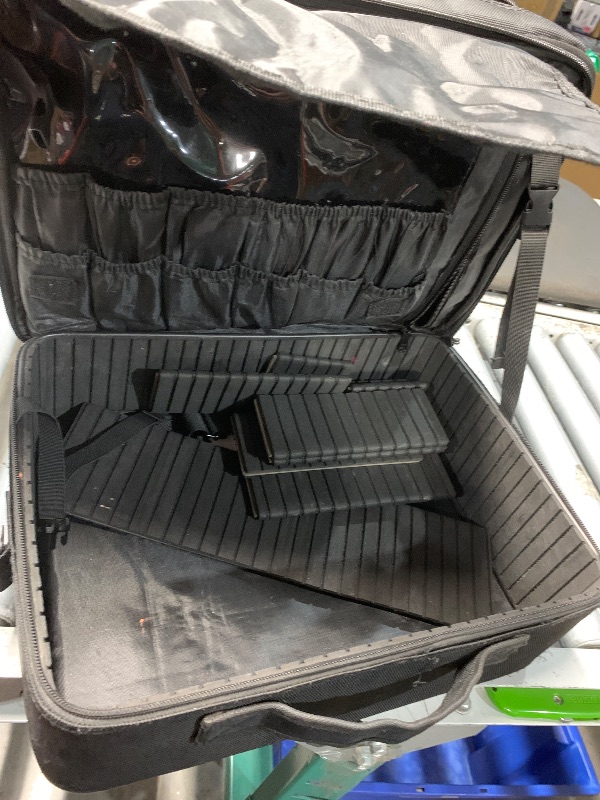 Photo 1 of (used/fair) Relavel Extra Large Makeup Case Professional Cosmetic Storage Organizer Box Brush Holder with 4 Clear Set Bags & Lipstick Plate for Makeup Artists with Shoulder Strap & Adjustable Dividers