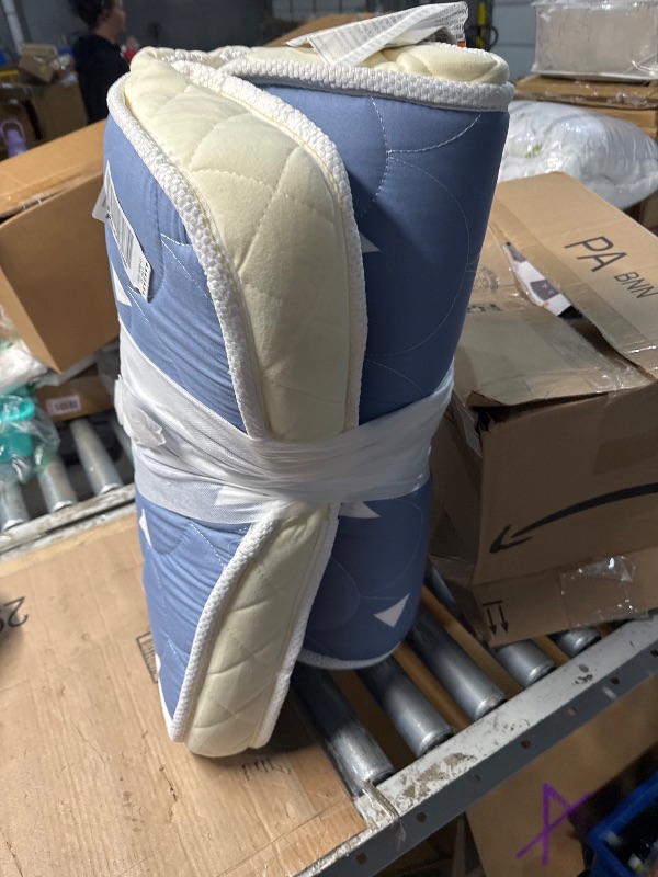 Photo 1 of (used/fair) Premium Foam Mini Crib Mattress 38“ x 24” x 4”, Dual Sided with Soft Breathable Fabric, Noiseless and Odorless, Comfortable and Firm, Fits Most Mini Cribs (Does Not Fit Playard or Standard Crib)
