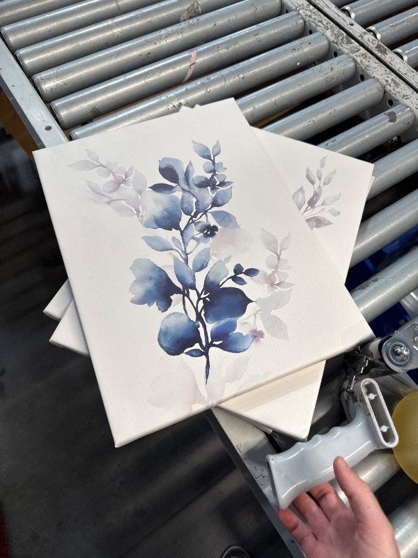 Photo 1 of (USED/FAIR) takfot Flower Wall Art Prints Modern Blue Floral Painting Watercolor Picture Framed Home Decor Botanical Artwork Ready to Hang for Bedroom Bathroom Living Room 1216 Inch, Set of 3