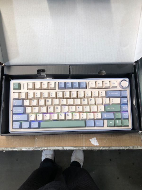 Photo 1 of (USED/FAIR) (POWER TESTED) AULA F75 75% Wireless Mechanical Keyboard, Hot Swappable Creamy Keyboard, Pre-lubed Reaper Switches RGB Backlit Gaming Keyboards, 2.4GHz/Type-C/BT5.0(White & Green)