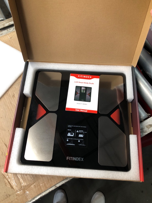 Photo 1 of (UNTESTED) (NO BATTERY INCLUDED) FITINDEX Smart Scale with BMI, Body Fat, Muscle Mass, Scale for Body Weight and Fat Percentage, High Accurate Bluetooth Scale with Large Display, 13 Body Composition Analyzer Sync APP, 500lbs, 11.8"