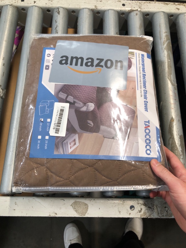 Photo 1 of (USED/FAIR) TAOCOCO 100% Waterproof Recliner Cover - Recliner Cover with Non-Slip Granule, Recliner Chair Covers with Elastic Band, Recliner Chair Covers for Reclining Chair(Brown, Large-28'')