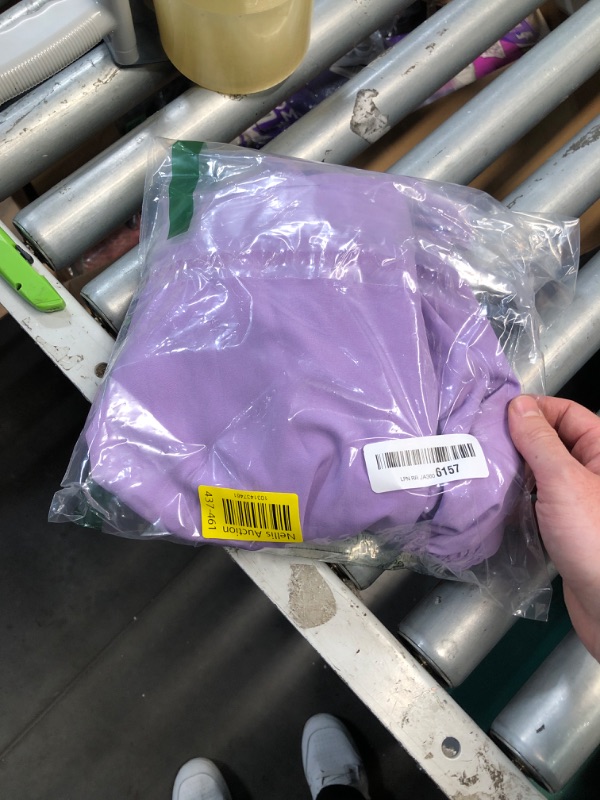 Photo 1 of (XL) (BAGGED) (USED/FAIR) Umenlele Women's Long Sleeve Square Neck Shirred Ruched Ruffle Peplum Blouse Shirt Tops Violet X-Large