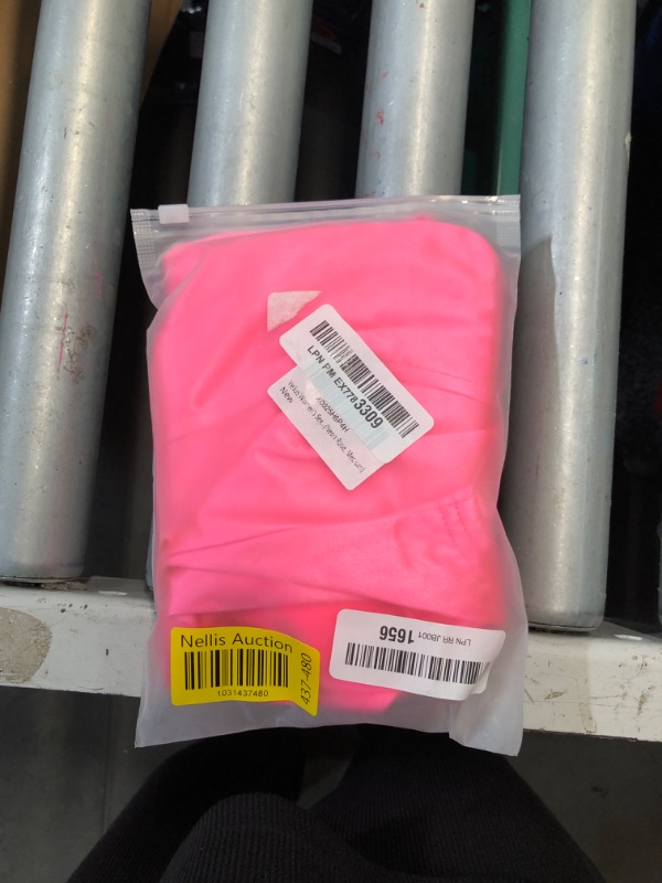 Photo 1 of (BAGGED) (USED/FAIR) Velius Women's Sexy Deep V Neck Shiny Thong Bodysuit Tank Tops with Underwire (Neon Rose,Medium)