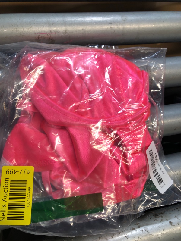 Photo 1 of (LARGE) (BAGGED) Velius Women's Sexy Deep V Neck Shiny Thong Bodysuit Tank Tops with Underwire (Neon Rose,Large)