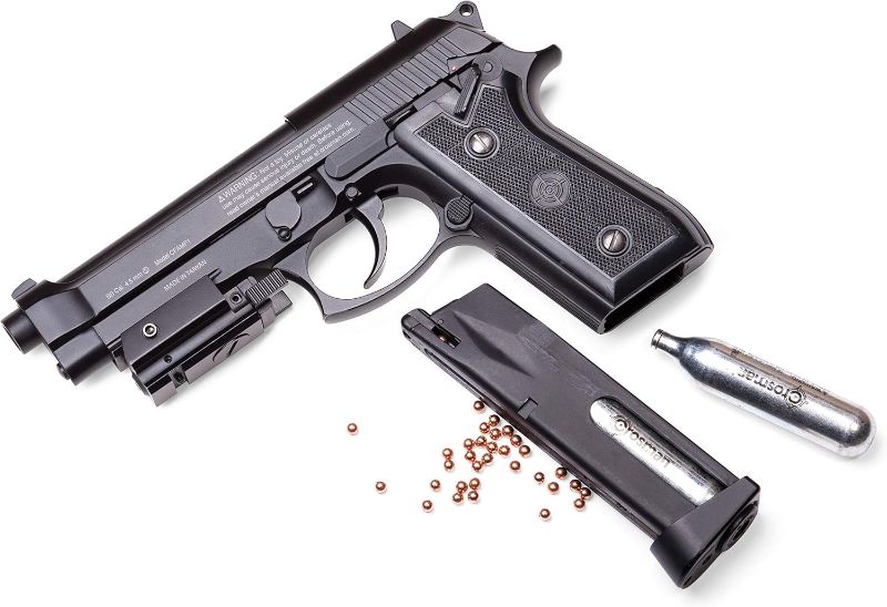 Photo 1 of (MISSING THE  (MISSING ALL C02) (FAIR) Crosman CFAMP1L Full Auto P1 CO2-Powered BB Air Pistol With Laser Sight (Class II <1 mW)
