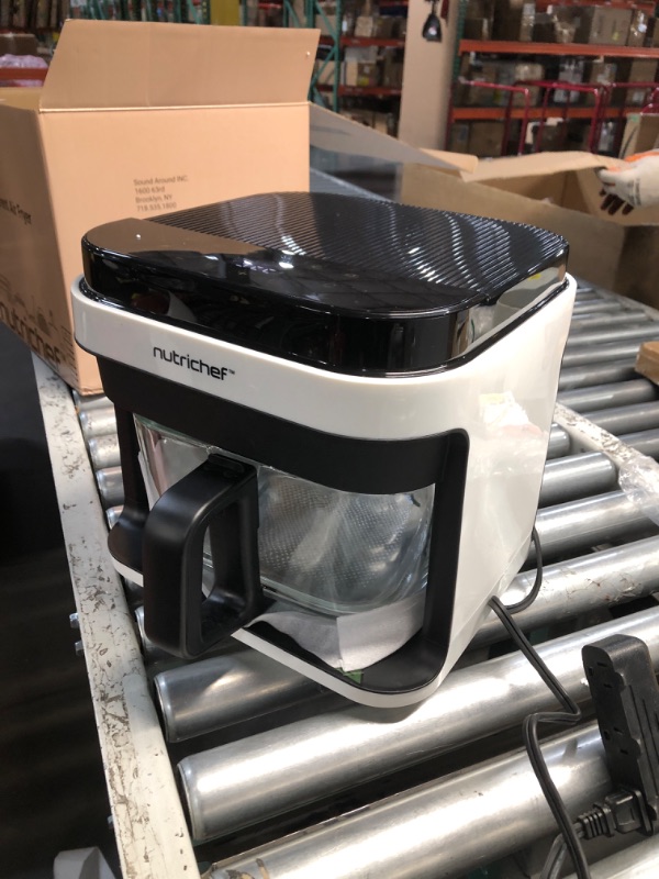 Photo 1 of ***ITEM TESTED FOR POWER, UNABLE TO TEST FURTHER***Nutrichef 5.8 Quart Air Frye 8-1 Preset Cook Modes Transparent Fry Bowl for Best Cooking Results Cook Shrimp, Steak, Fries, Wings, Chicken & More, Precise Temperature Control & Time, White