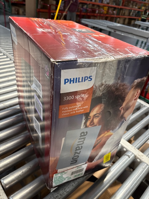 Photo 1 of ****POWERS UP****PHILIPS 3300 Series Fully Automatic Espresso Machine - 5 Hot & Iced drinks, 40% Quieter SilentBrew, Ceramic Grinder, Aquaclean Filter, Black Chrome (EP3326/90)
