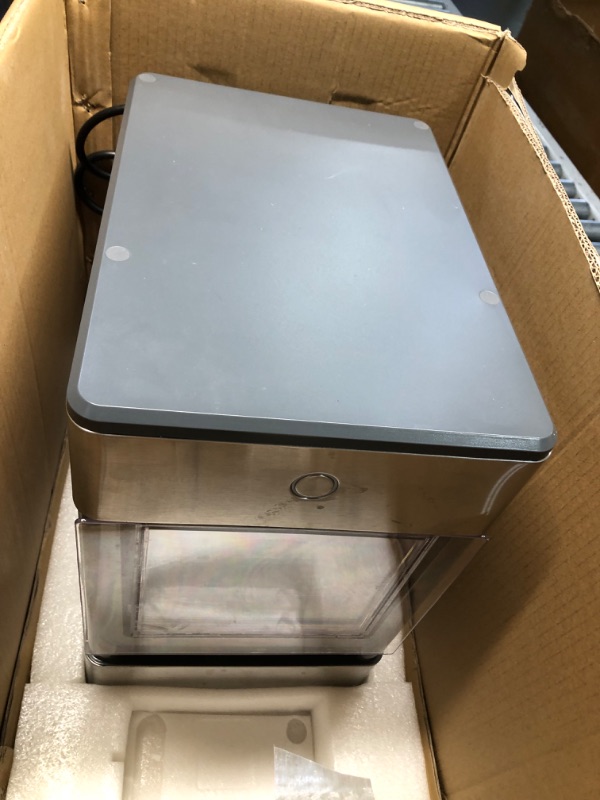 Photo 1 of ***DAMAGED - DENTED - POWERS ON - UNABLE TO TEST FURTHER - LIKELY MISSING PARTS - SEE PICTURES***
GE Profile Opal | Countertop Nugget Ice Maker with Side Tank | Portable Ice Machine with Bluetooth Connectivity for Smart Home Kitchen | Stainless Steel Fini