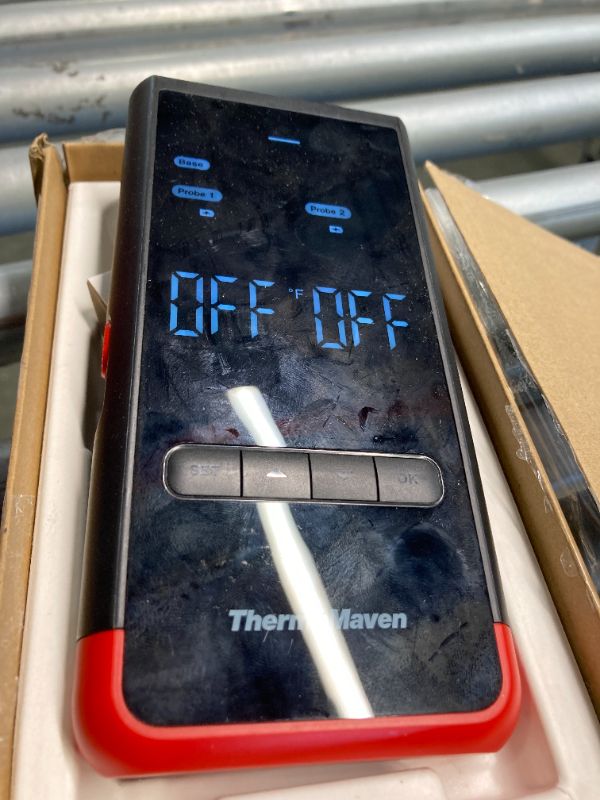 Photo 5 of ***Probe #1 broken / missing parts *** ThermoMaven Wireless Smart Bluetooth Meat Thermometer: Standalone Base, WiFi Unlimited Range, 6 Sensors with NIST Certified Accuracy, 2 Probes for BBQ, Grill, Oven, Smoker, Rotisserie (Red)