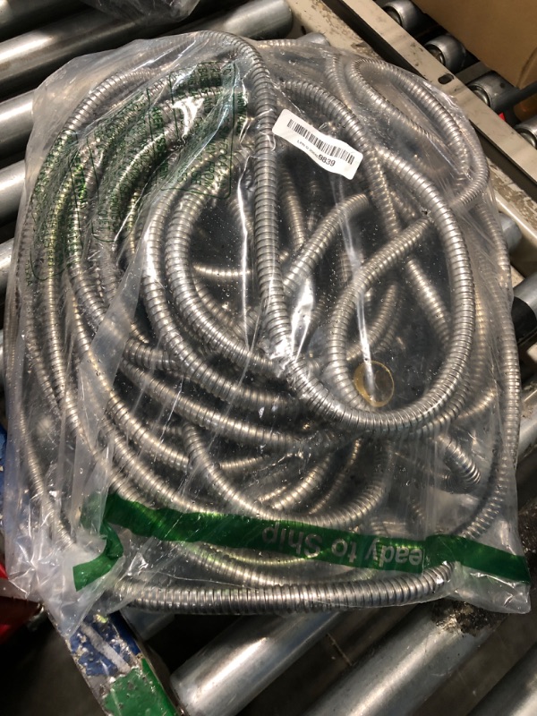 Photo 1 of Ainpota Garden Hose Water Hose 100ft Metal Heavy Duty Stainless Steel Water Pipe with Sprayer & Nozzle Flexible Lightweight Hose No Kink Pet Proof Hose for Yard, Outdoors, Rv