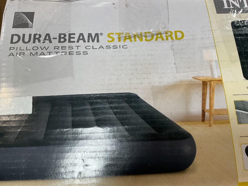 Photo 2 of Intex 64147ED Dura-Beam Standard Pillow Rest Air Mattress: Fiber-Tech – Full Size – Built-in Electric Pump – 10in Bed Height – 600lb Weight Capacity