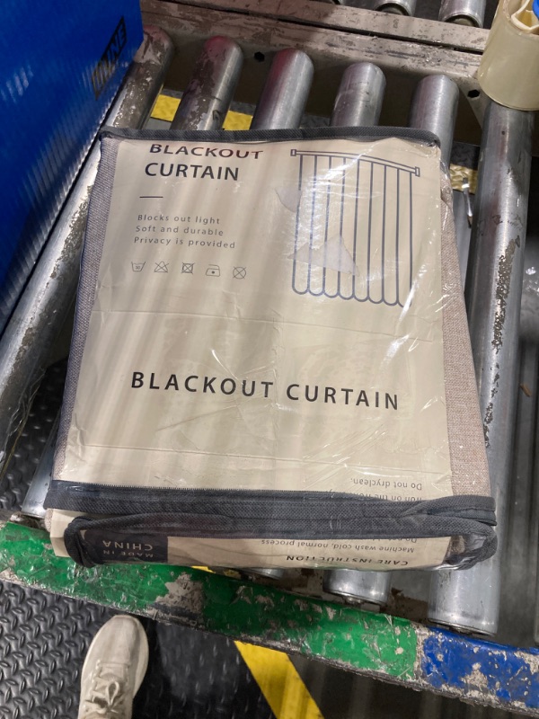 Photo 2 of 100% Blackout Shield Linen Blackout Curtains for Bedroom 108 Inches Long, Back Tab/Rod Pocket Living Room Drapes, Thermal Insulated Blackout Curtains 2 Panels Set, 50" W x 108" L, Oatmeal
