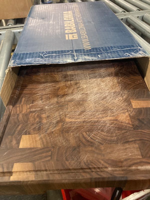 Photo 4 of ***USED***
American Black Walnut Cutting Board (ExtraThick 1.7"), Premium Quality & Professional Butcher Block. Heavy Duty End Grain Wood Chopping Board (Oil bottle & Plate included)