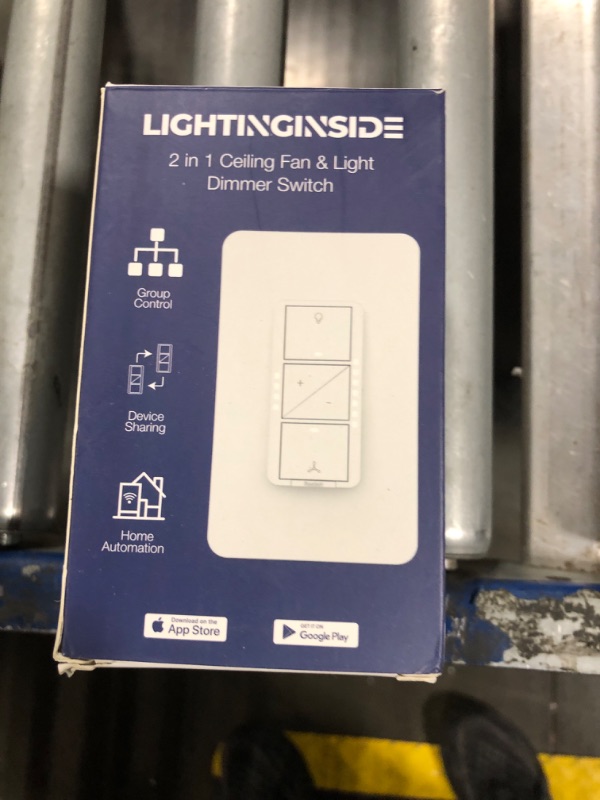 Photo 2 of 2 in 1 Smart Ceiling Fan Control and Light Dimmer Switch, Neutral Wire Needed, Single Pole 2.4GHz Wi-Fi Fan Light Switch, Compatible with Alexa and Google Assistant, Timer, No Hub Required