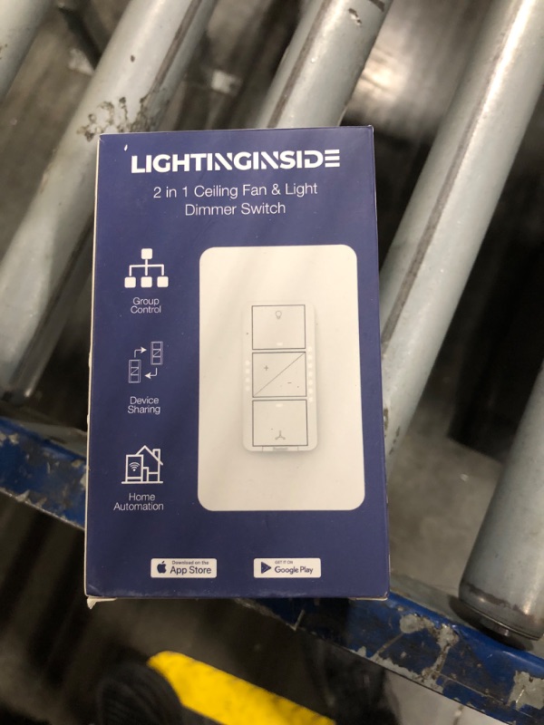 Photo 2 of 2 in 1 Smart Ceiling Fan Control and Light Dimmer Switch, Neutral Wire Needed, Single Pole 2.4GHz Wi-Fi Fan Light Switch, Compatible with Alexa and Google Assistant, Timer, No Hub Required