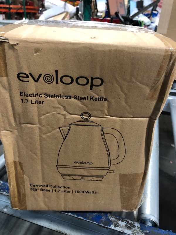 Photo 2 of **MISSING TOP***Evoloop 1.7L Electric Kettles, BPA Free Tea Kettle, Hot Water Boiler Heater, Stainless Steel Teapot, Auto Shut-Off & Boil-Dry Protection, 120V/1500W