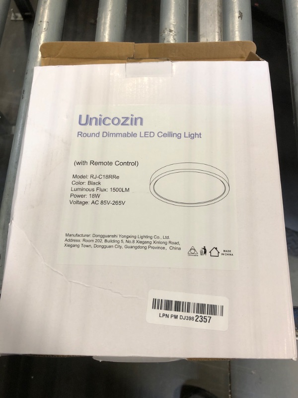 Photo 1 of Unicozin Dimmable LED Flush Mount Ceiling Light with Remote Control, 3000K-6000K Color Changing, 8.7Inch 18W(100W Equiv) 1500LM, Round Flat Ceiling Lamp Black for Bedroom, Living Room, Kitchen,Wired