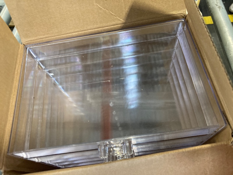 Photo 1 of ***knife cut on top, open with care***Clear Acrylic Jewelry Storage Box, Earring Jewelry Organizer with 5 Drawers, 5-Layer Jewelry Box for Women, Earring Display Holder for Earrings Ring Bracelet Necklace Transparent Display Storage Case
