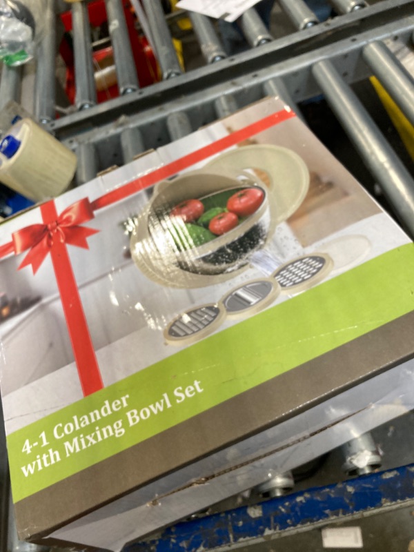 Photo 1 of 4-1 Colander with Bowl Set - Colander for Kitchen - Strainers and Colanders - Pasta Strainer - Bowl With Colander - Rice Strainer Fruit Cleaner Veggie Wash Kitchen Essentials for Women, Grey