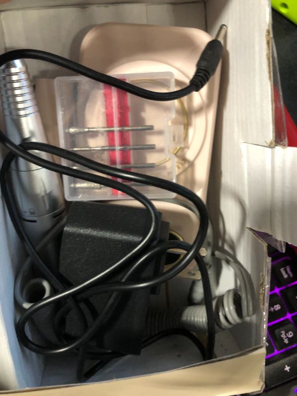 Photo 1 of ***MISSING HEADS*** Portable Nail Drill Electric File: 35000RPM Professional Rechargeable Nail E File Machine,for Acrylic Nails Gel Polishing Removing, Cordless Efile with Bits Kit for Manicure Salon Home (Pink)