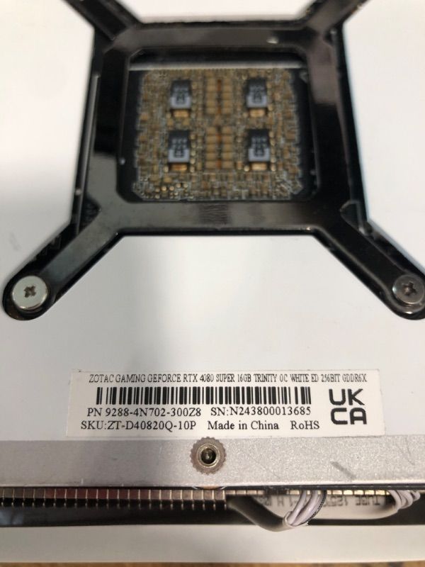 Photo 1 of **used** 3/20, minor damage on radiator very small dents , does not display video/needs repairs***
ZOTAC Gaming GeForce RTX 4080 Super Trinity OC White Edition DLSS 3 16GB GDDR6X 256-bit 23 Gbps PCIE 4.0 Gaming Graphics Card, IceStorm 2.0 Advanced Cooling