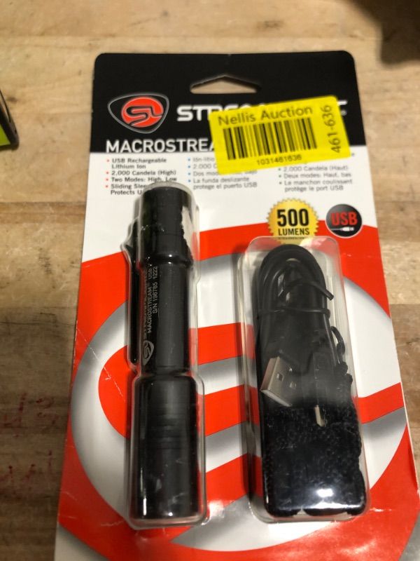 Photo 1 of Streamlight 66320 MacroStream USB 500-Lumen Rechargeable Compact Flashlight with Wrist Lanyard, Hat Clip and USB Cord, Black