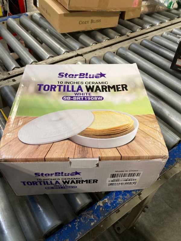 Photo 1 of 10 Inches Ceramic Tortilla Warmer by StarBlue with Free Recipes ebook - White, Insulated One Hour and Holds up to 24 Tortillas, Chapati, Roti, Microwavable, Oven Safe