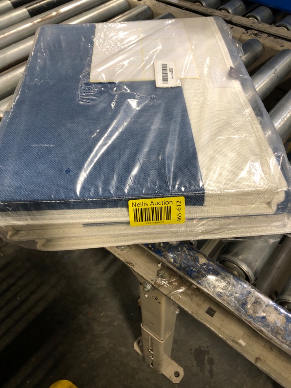 Photo 1 of Large 17" 42 Quarts Collapsible Stackable Storage Bins with Lids [3-Pack] Foldable Fabric Linen Storage Boxes Cube, Closet Organizer Baskets with Label for Home (16.7 x 12 x 12, Navy Blue & White)