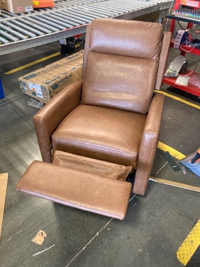 Photo 2 of ***recliner right arm damaged*** COLAMY Swivel Rocking Recliner,Wide PU Leather Glider Sofa Chair with Ergonomic High Backrest for Living Room, Office, Bedroom?Cocoa?