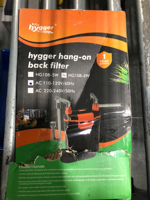 Photo 2 of ***DAMAGE PACKINK**hygger Hang-On-Back Canister Aquarium Filter,No Dry Burning Quiet Fish Tank Filter with Duckbill Nozzle Shower Pipe Outlet Oil Skimmer Adjustable Water Flow 3 Types Filter Media (6W for 10-20 gal)