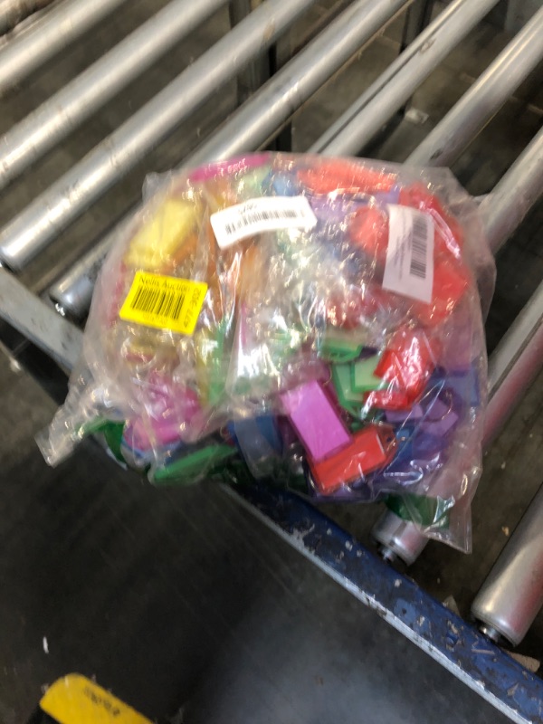 Photo 1 of Yarlung 200 Pcs Plastic Key Tags, Key Label Window with Split Ring and Ruled Blank Label Paper, Name Tags Cover Key Chain Identifiers for Luggage, Backpack, 8 Colors