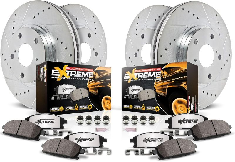 Photo 1 of ***Front sets only***Power Stop Brake Kit For 2012 Ford F-250 F-350 Super Duty 4WD [Application Specific] - Front & Rear Truck & Tow, Carbon Fiber Ceramic Brake Pads, Drilled and Slotted Brake Rotors Replacement, K6547-36
